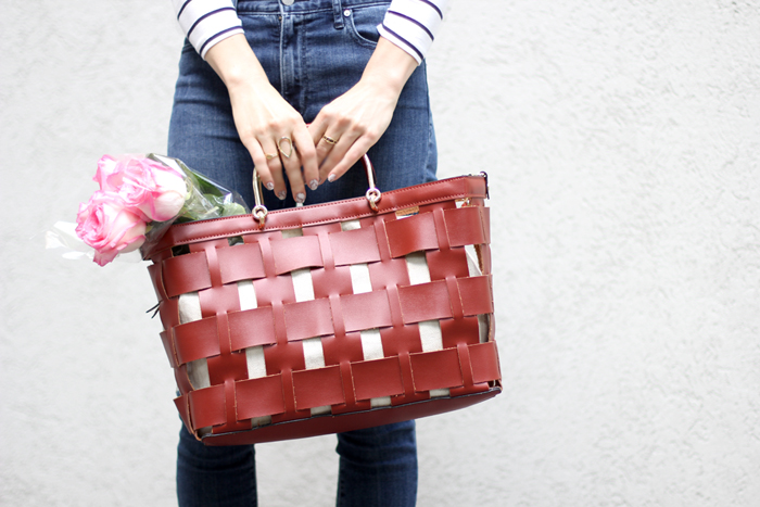 Basket Tote high waist skinny jeans