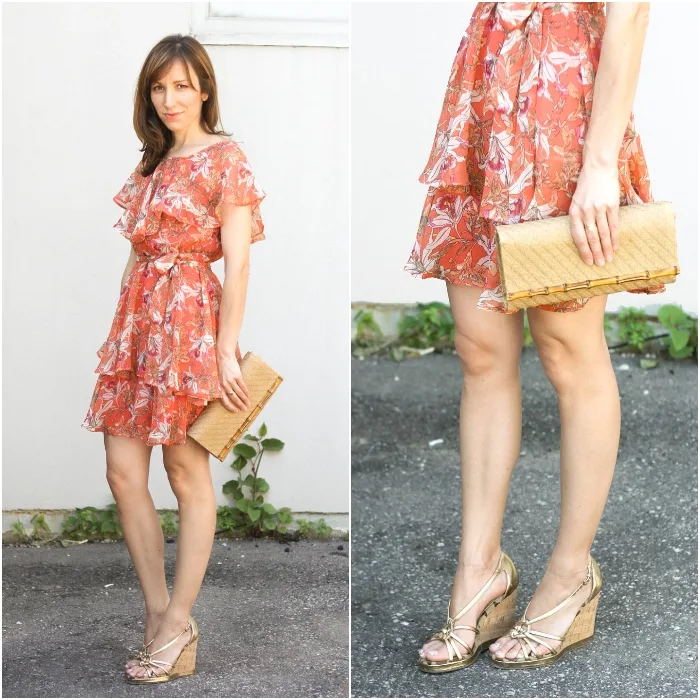 Gold Shoes with Orange Dress