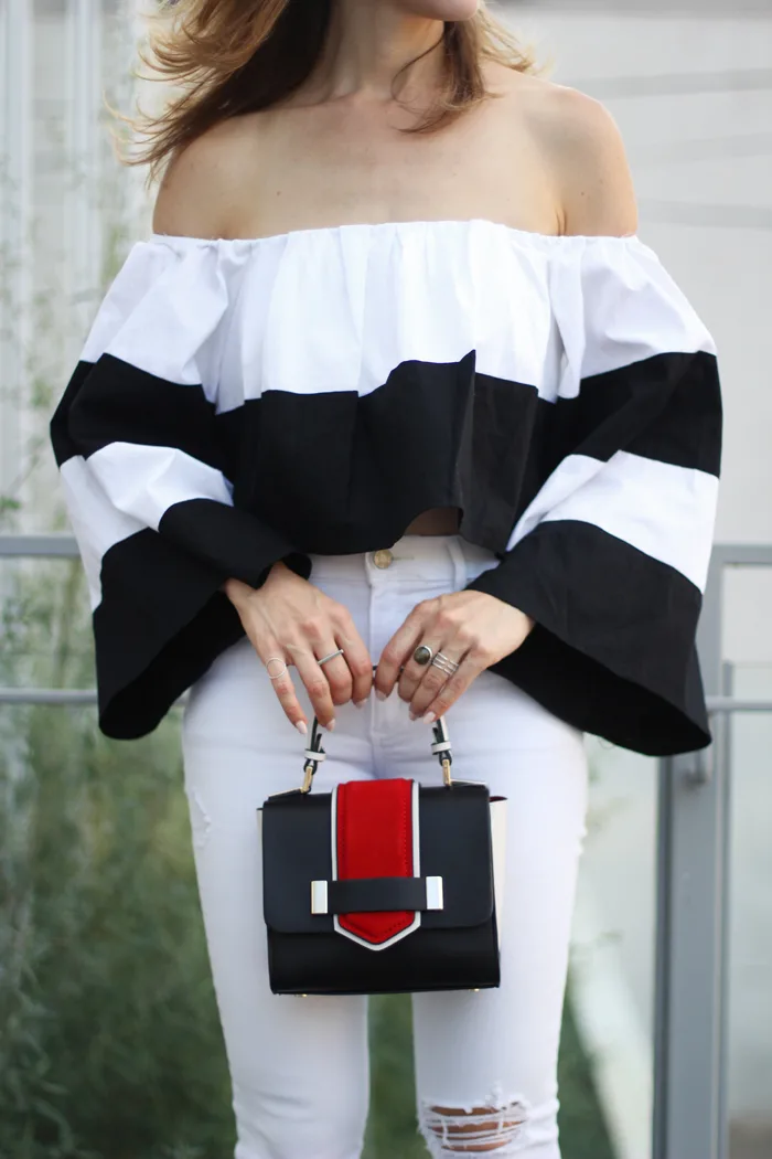 black-and-white-stripe-off-the-shoulder-top-with-with-bell-sleeves