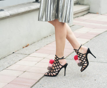Pink Pom Pom Shoes & Metallic Skirt Pink Pom Pom Shoes + Pleated Metallic Skirt