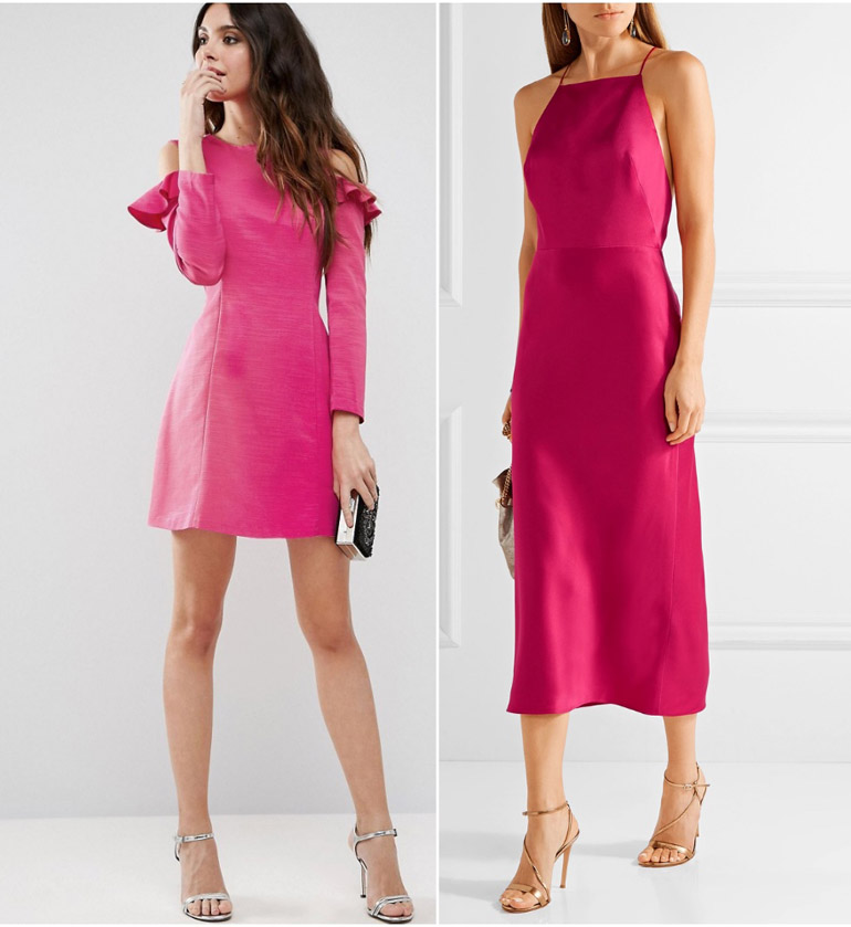 What Color Shoes With Hot Pink Dress Outfit | Fuchsia Magenta Dress