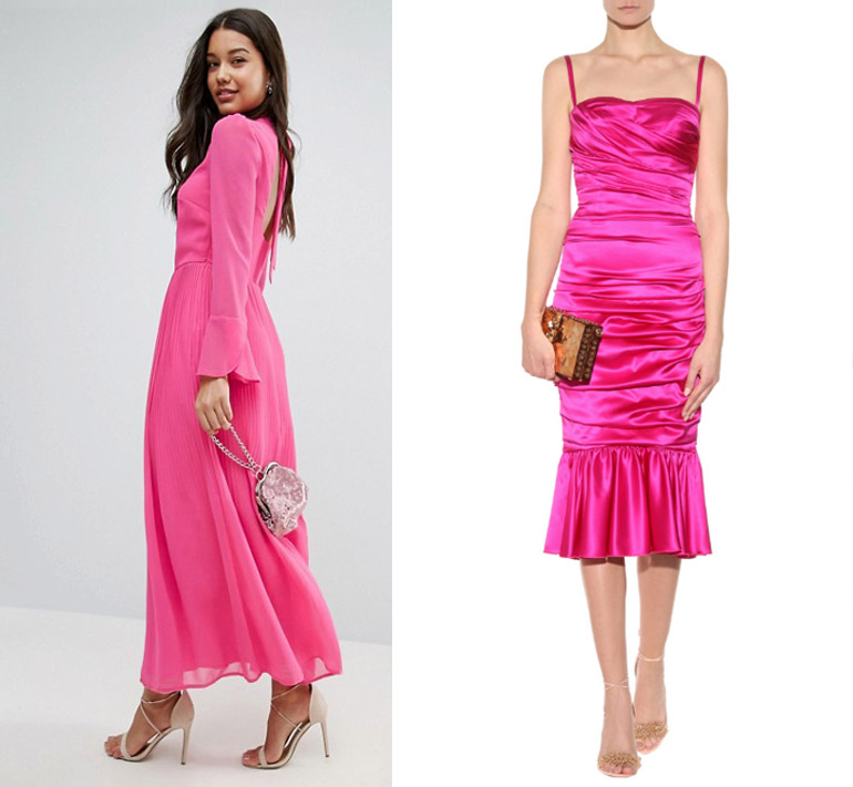 What Color Shoes with Hot Pink Dress Outfit | Fuchsia Magenta Dress