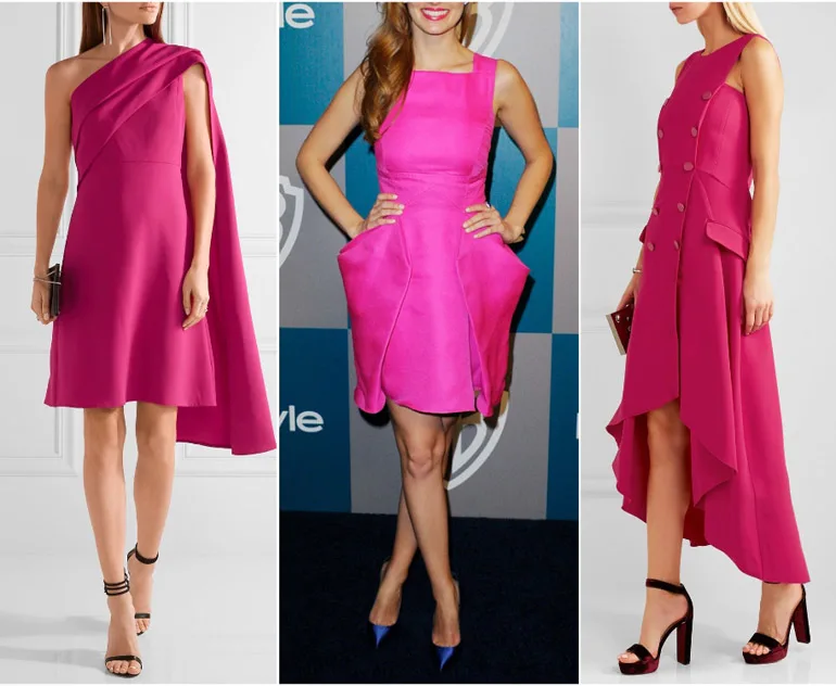 What Color Shoes with Hot Pink Dress Outfit | Fuchsia Magenta Dress