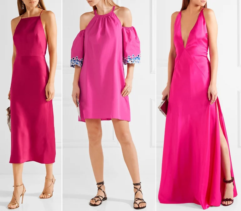 What Color Shoes with Hot Pink Dress Outfit | Fuchsia Magenta Dress