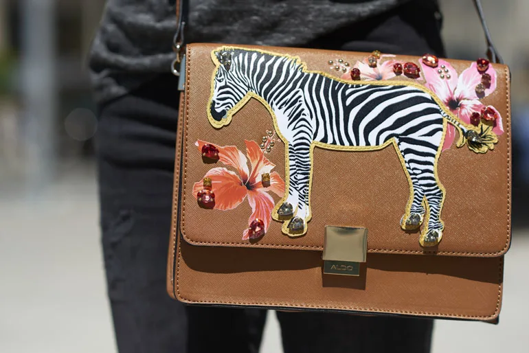 Day to Night Outfit Idea Zebra Purse Aldo