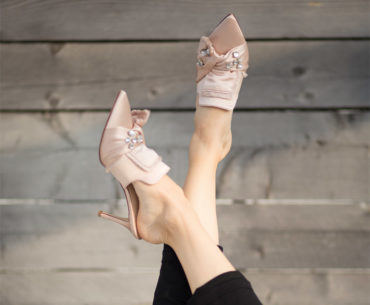 These Nine West Shoes took me to the 2017 Miss World Canada Events Blush satin mules with rhinestones nine west