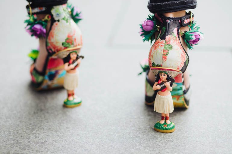 Statement Hula Girl Floral Heels & Studded Western Belt Outfit Hono Lulu Hula Girls Heels Irregular Choice