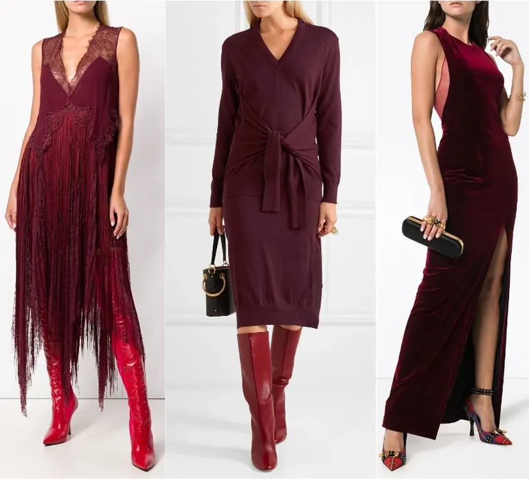 What Color Shoes to Wear with a Burgundy Dress & Maroon Dress Outfits