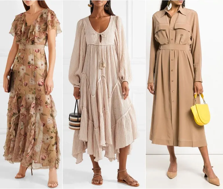 a beige dress outfit or taupe dress ...