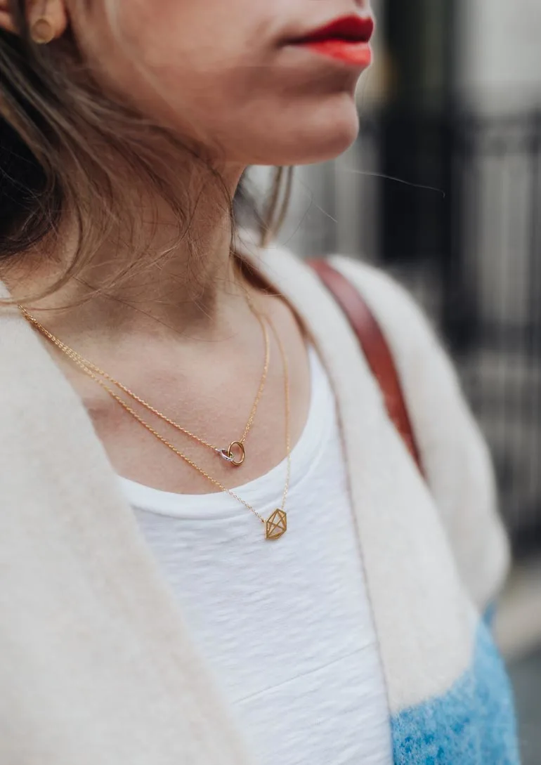 Geometric dainty necklace pendants from PRYSM