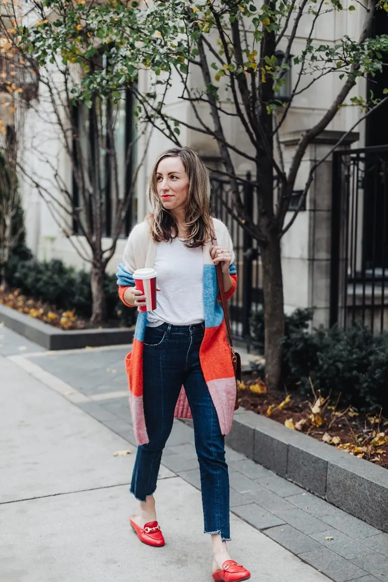 Red Hot Gucci Loafers Dupe Outfit: Vionic Adeline Slides & Striped