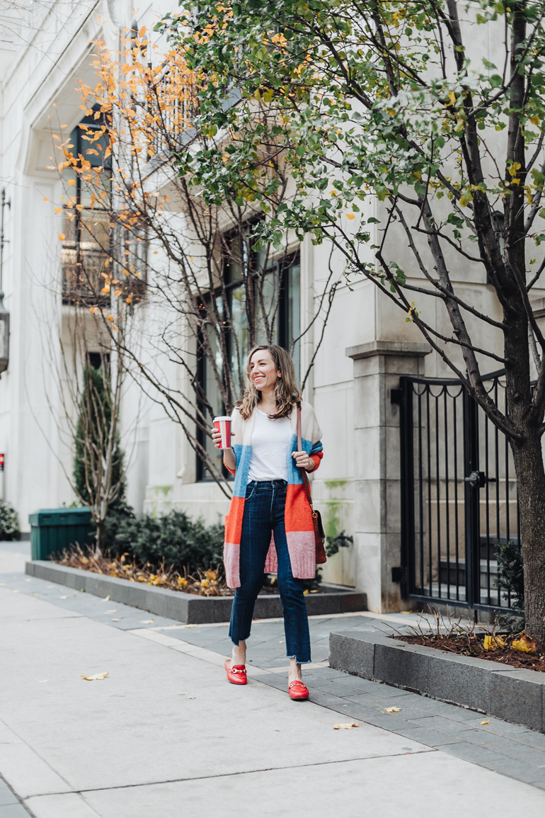 Striped Cardigan & Red Hot Gucci Loafers Dupes with a Twist!