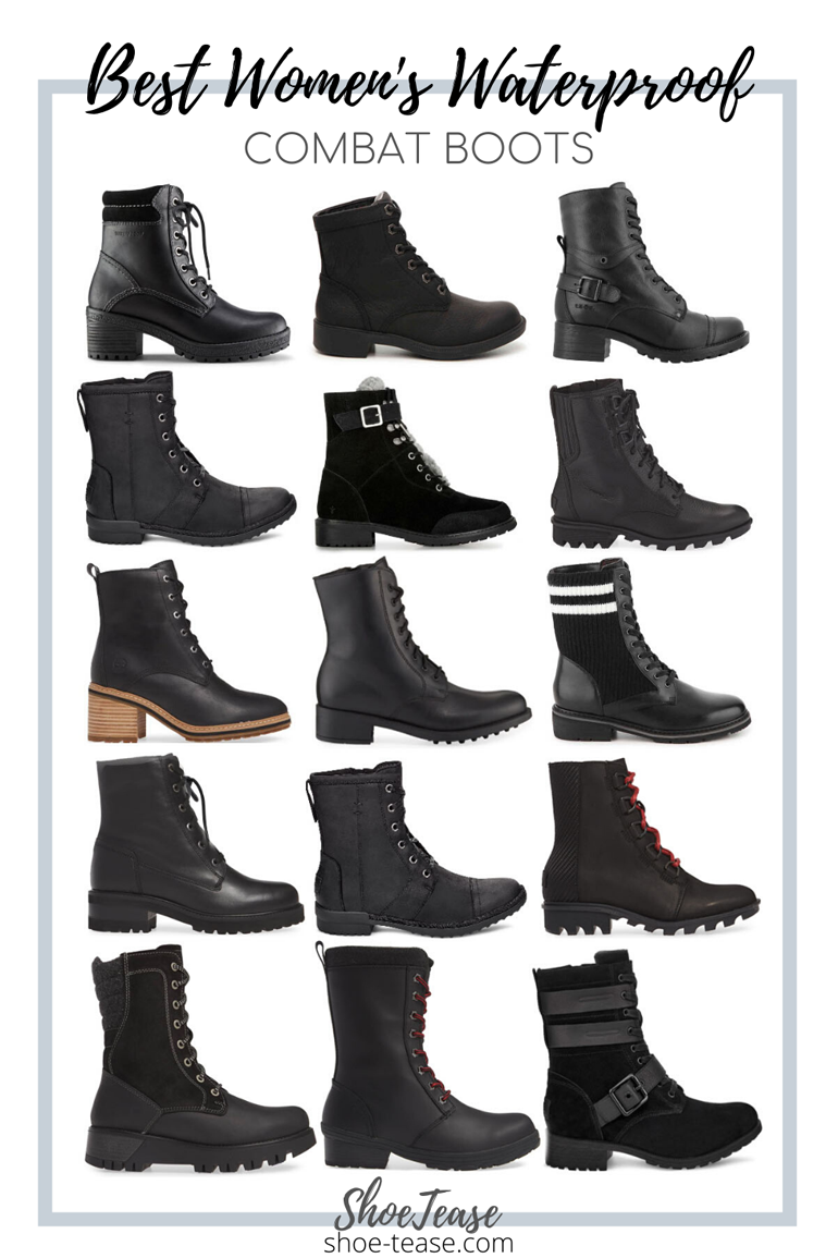 black waterproof combat boots