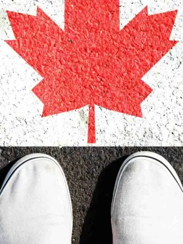 Canadian white shoes from above with Canadian Maple Leaf - Best Canadian Shoe Brands