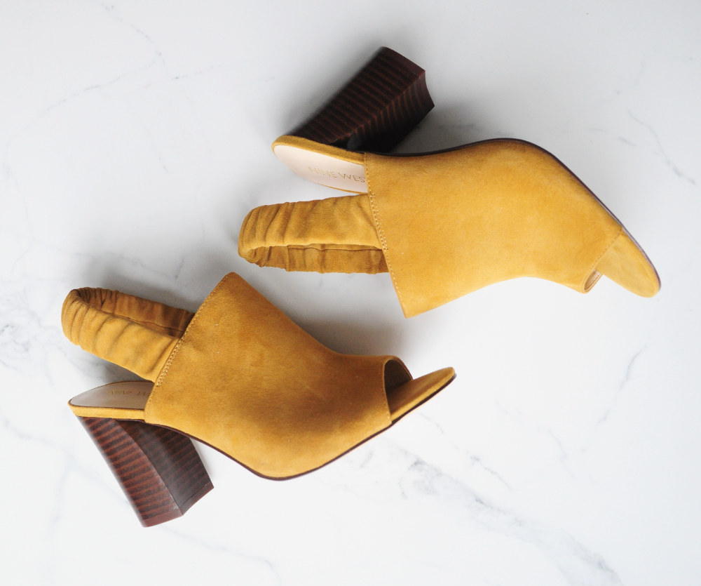 Mustard Yellow Slingback Stacked Heels - Different Types of Heels | ShoeTease