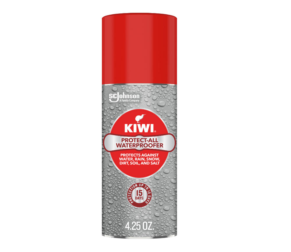 Bottle of Kiwi Protect All - Best Waterproof Spray for Shoes and Boots.