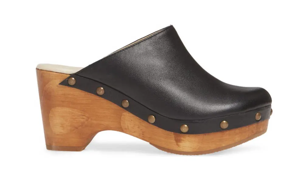 Black Clogs with wooden soles - Types of Women's Shoes.