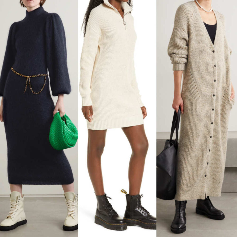 How to Wear a Sweater Dress with Boots & Shoes from Ankle Boots to