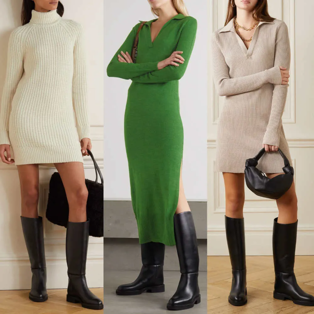 a Sweater Dress with Boots ☀ Shoes ...