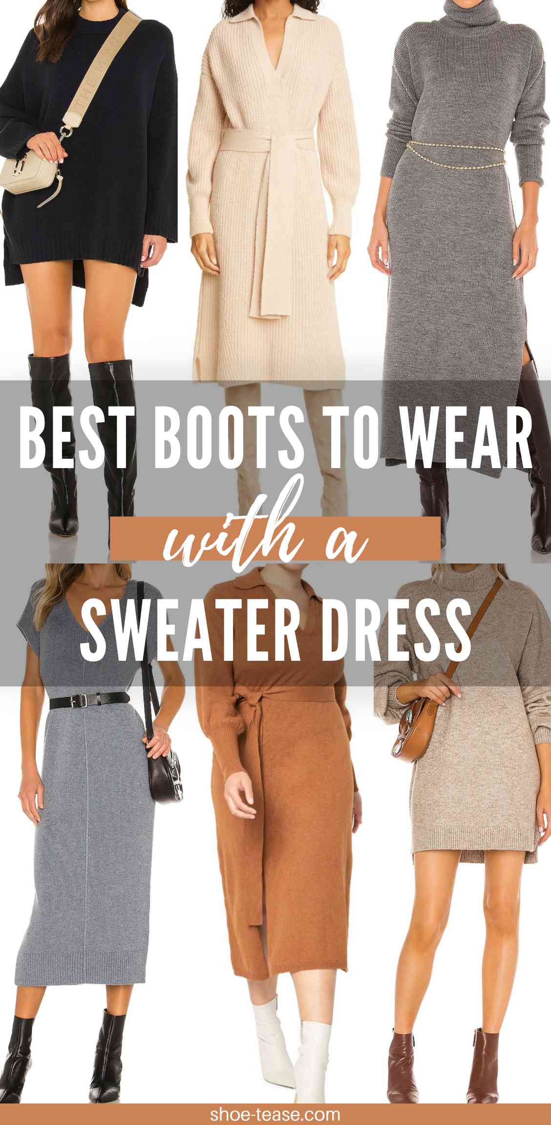 How to Wear a Sweater Dress with Boots & Shoes: from Ankle Boots to High Boots!