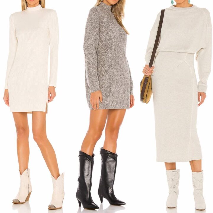 How to Wear a Sweater Dress with Boots & Shoes from Ankle Boots to
