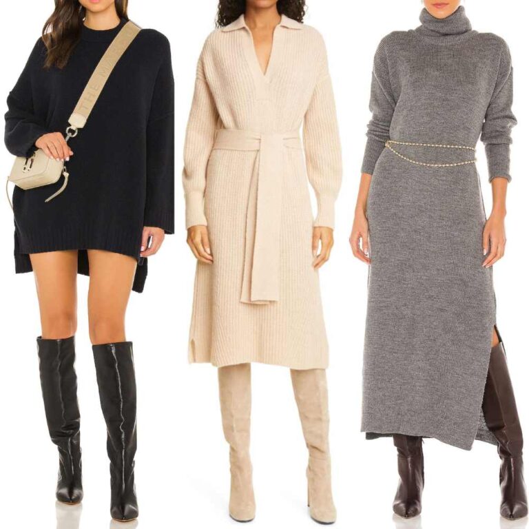 How to Wear a Sweater Dress with Boots & Shoes: from Ankle Boots to ...