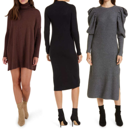 How to Wear a Sweater Dress with Boots & Shoes: from Ankle Boots to ...