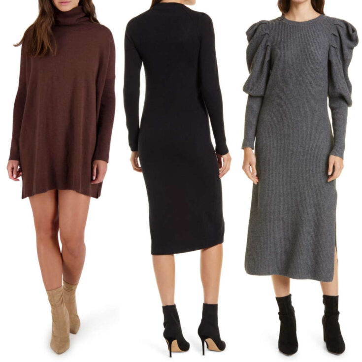 How to Wear a Sweater Dress with Boots & Shoes from Ankle Boots to