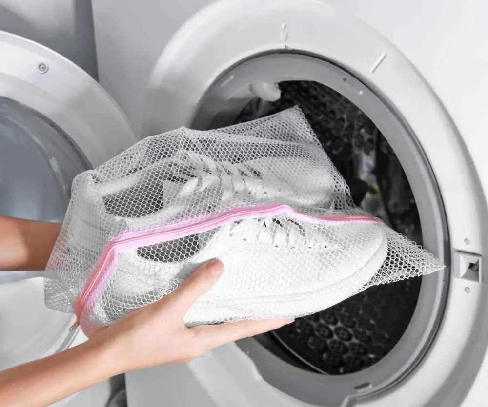 Stop squeaky shoes by putting them in a mesh bag in the dryer.