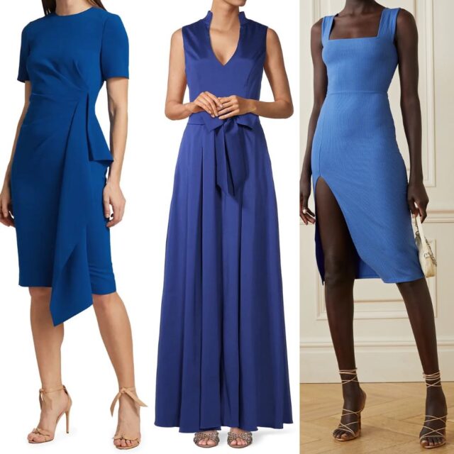 Showing you what color shoes for blue dresses & royal blue dresses look