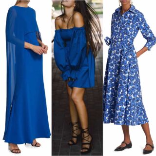 Showing you what color shoes for blue dresses & royal blue dresses look