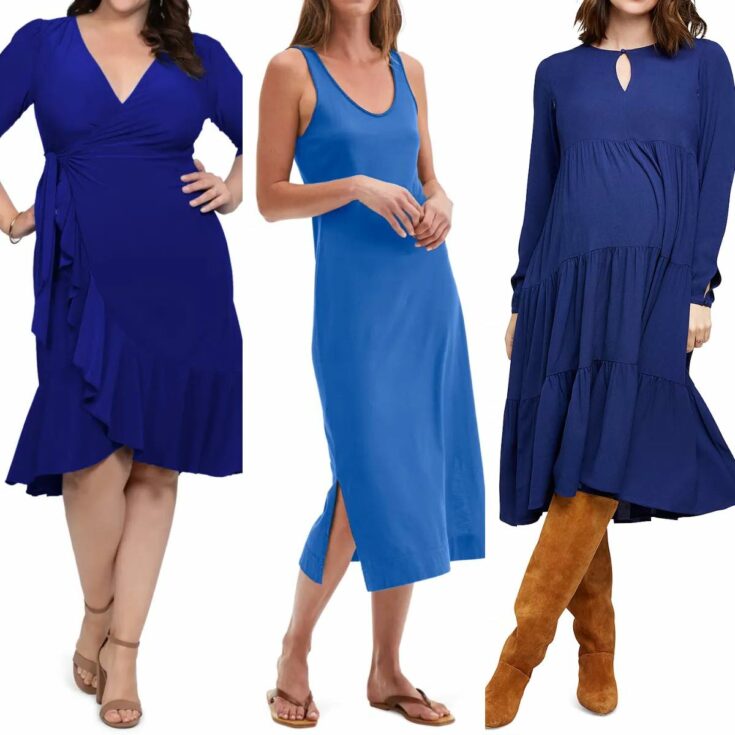 Showing you what color shoes for blue dresses & royal blue dresses look