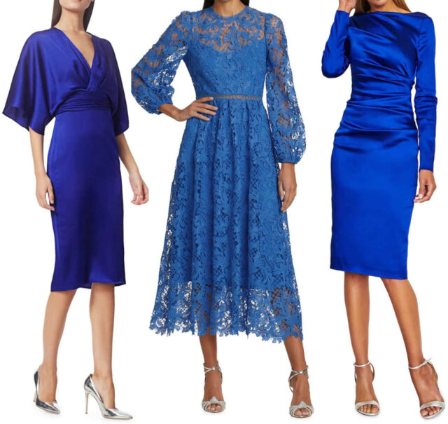 Showing you what color shoes for blue dresses & royal blue dresses look