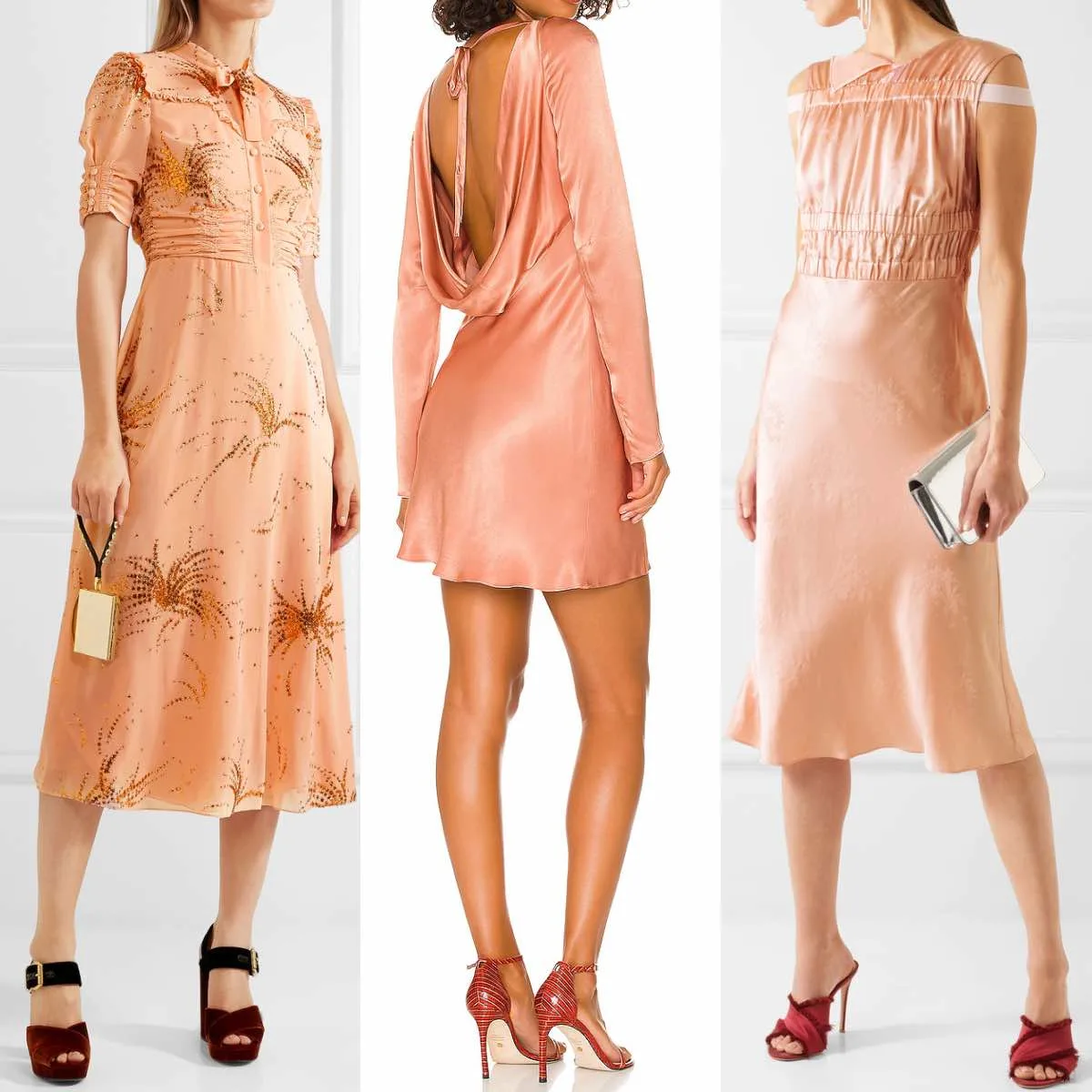 Peach dress with deals white shoes