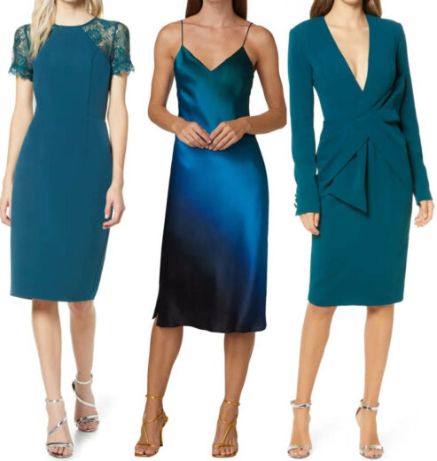 What Color Shoes to Wear with a Teal Dress - 8 Teal Dress Outfit Ideas