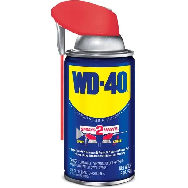 Bottle of WD-40 spray can to waterproof shoes.