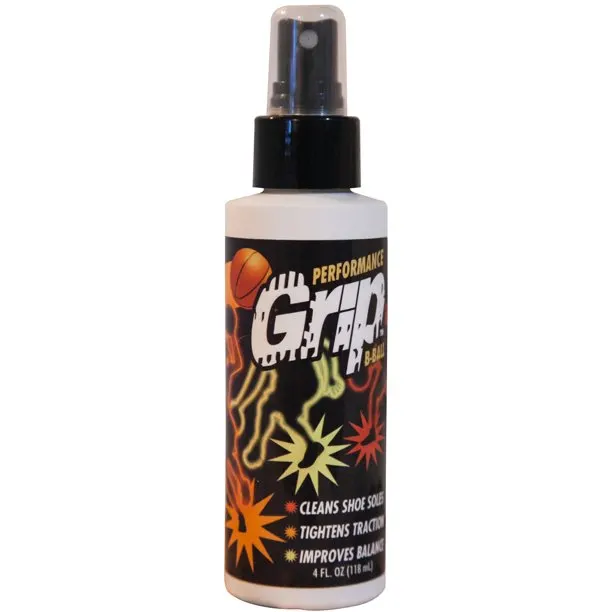 Bottle of Performance Grip Basketball brand non-slip shoe spray.