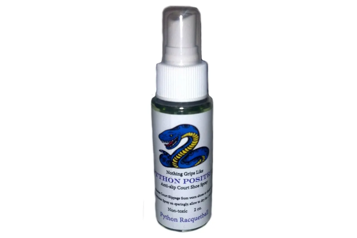 Bottle of Phython brand raquetball non-slip shoe spray.