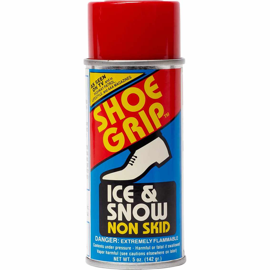 Canister of Shoe Grip brand ice and snow non skit non-slip shoe spray.