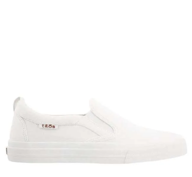 White slip on sneaker on white background.