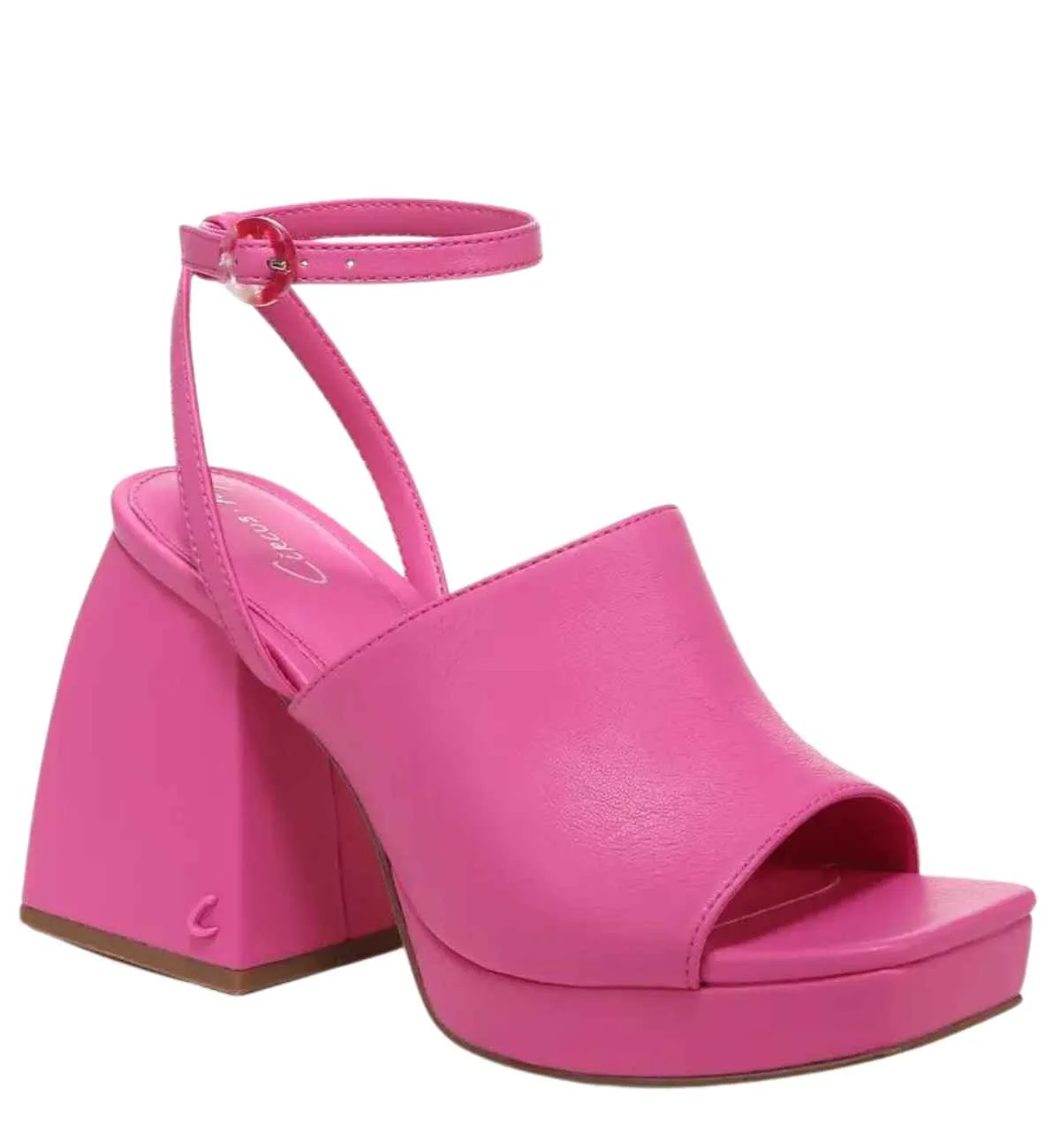 Hot Pink Barbie Core Fashion Platform Sandal on white background.