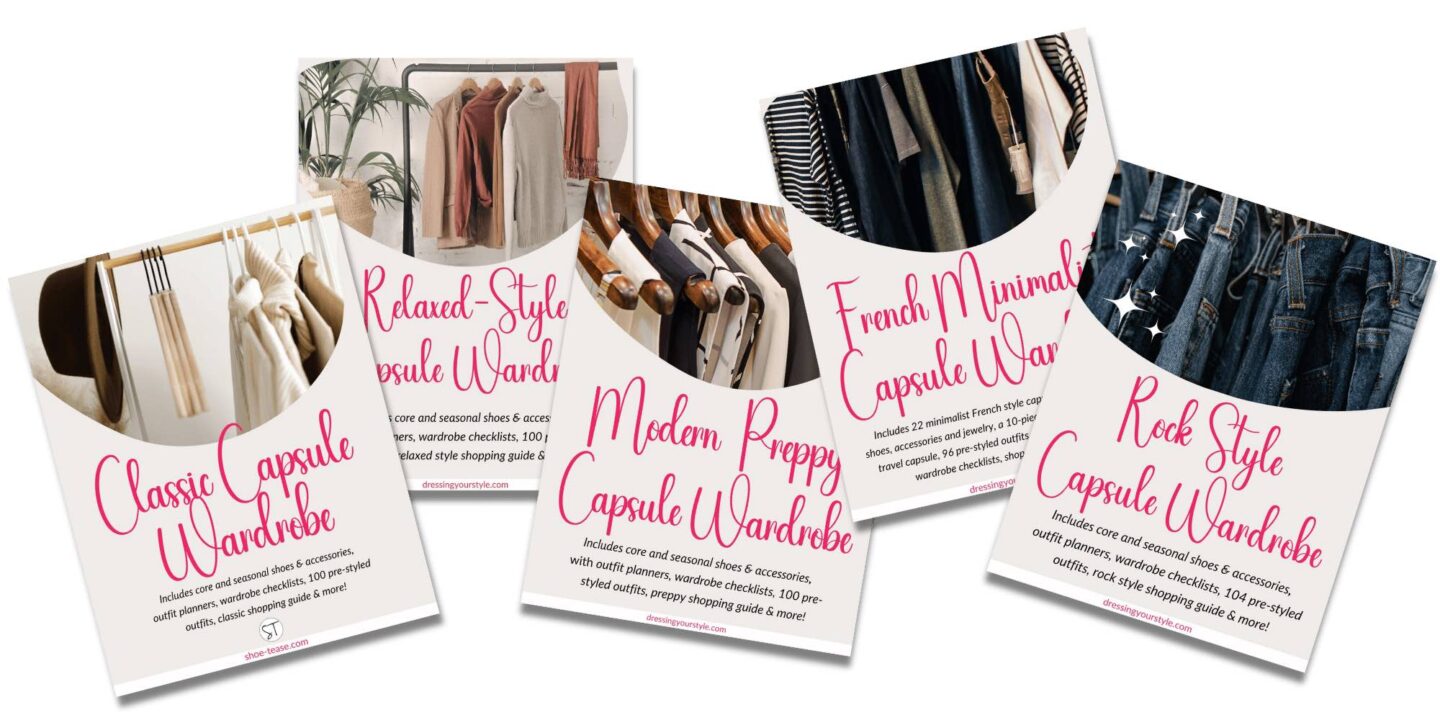 Front view of four capsule wardrobe ebook front pages on a white background.